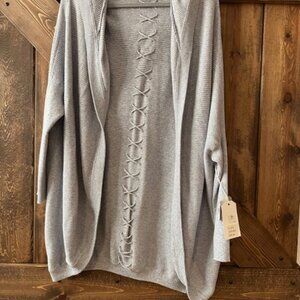 Subtle Luxury Womens Open Hooded Cardigan Cotton/Cashmere Blend Sz M/L NWT